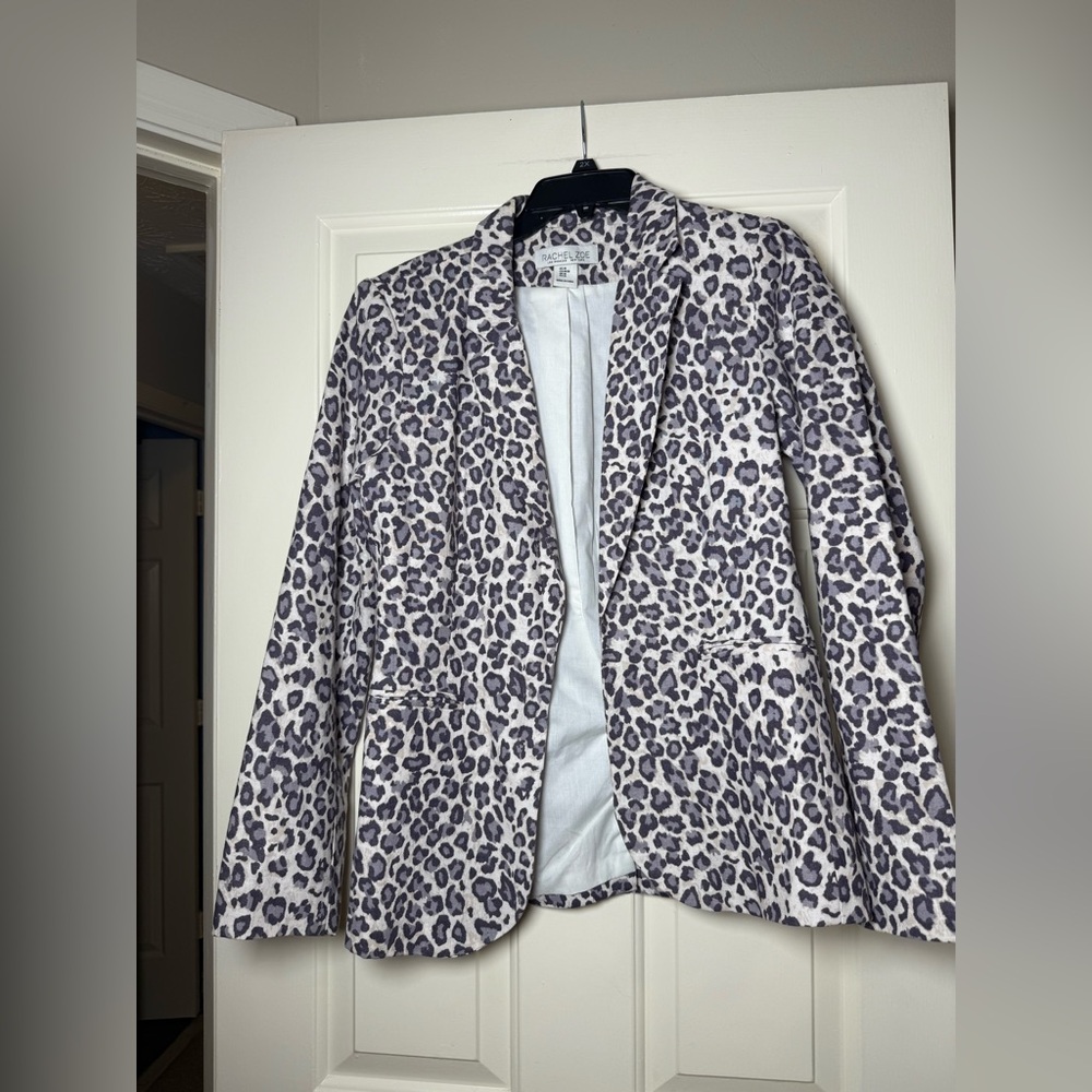 Rachel Zoe Leopard Print Blazer - Black and White - Picture 3 of 12